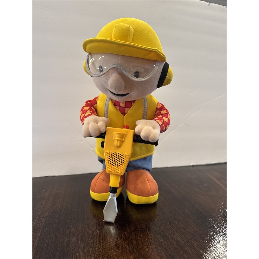 Bob The Builder 12" inch Talking‎ Jack Hammer Toy Plush Hasbro WORKS!